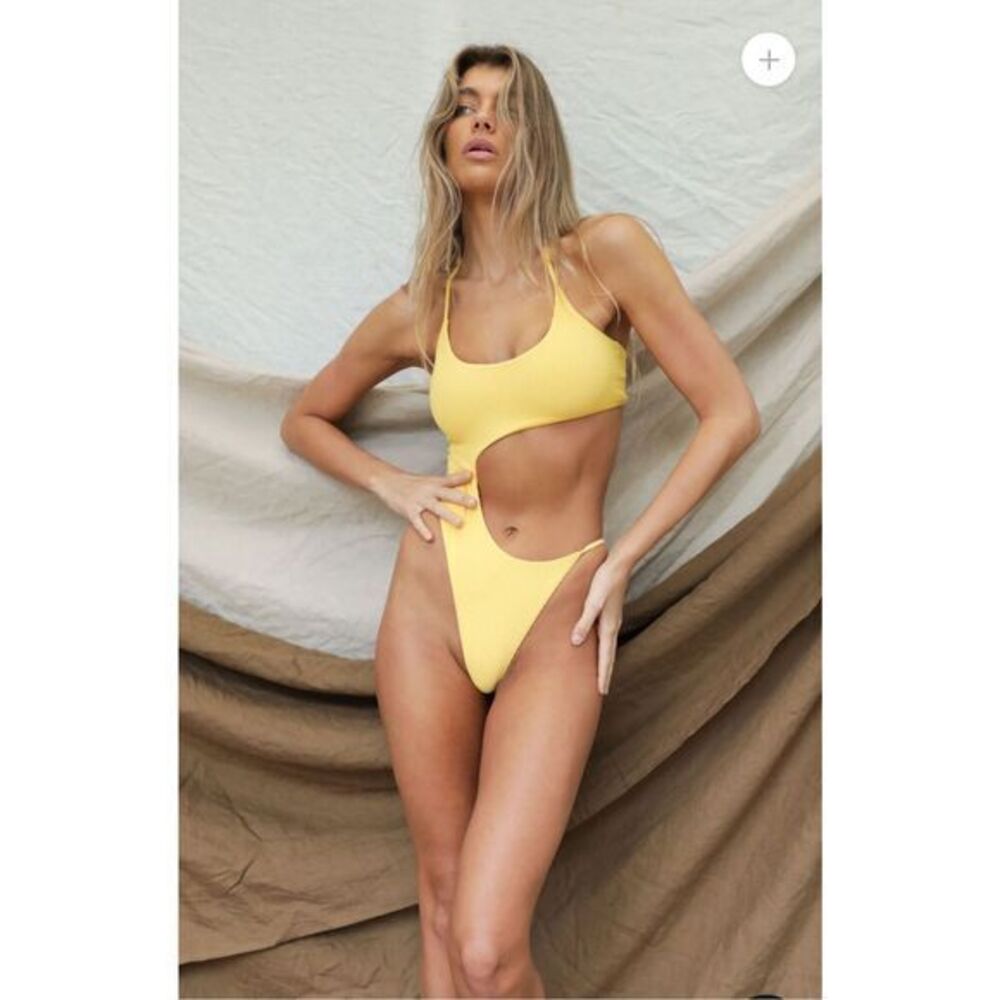 Free People x Toast Swim Sunset Signature Cut Out Ribbed Swimsuit M